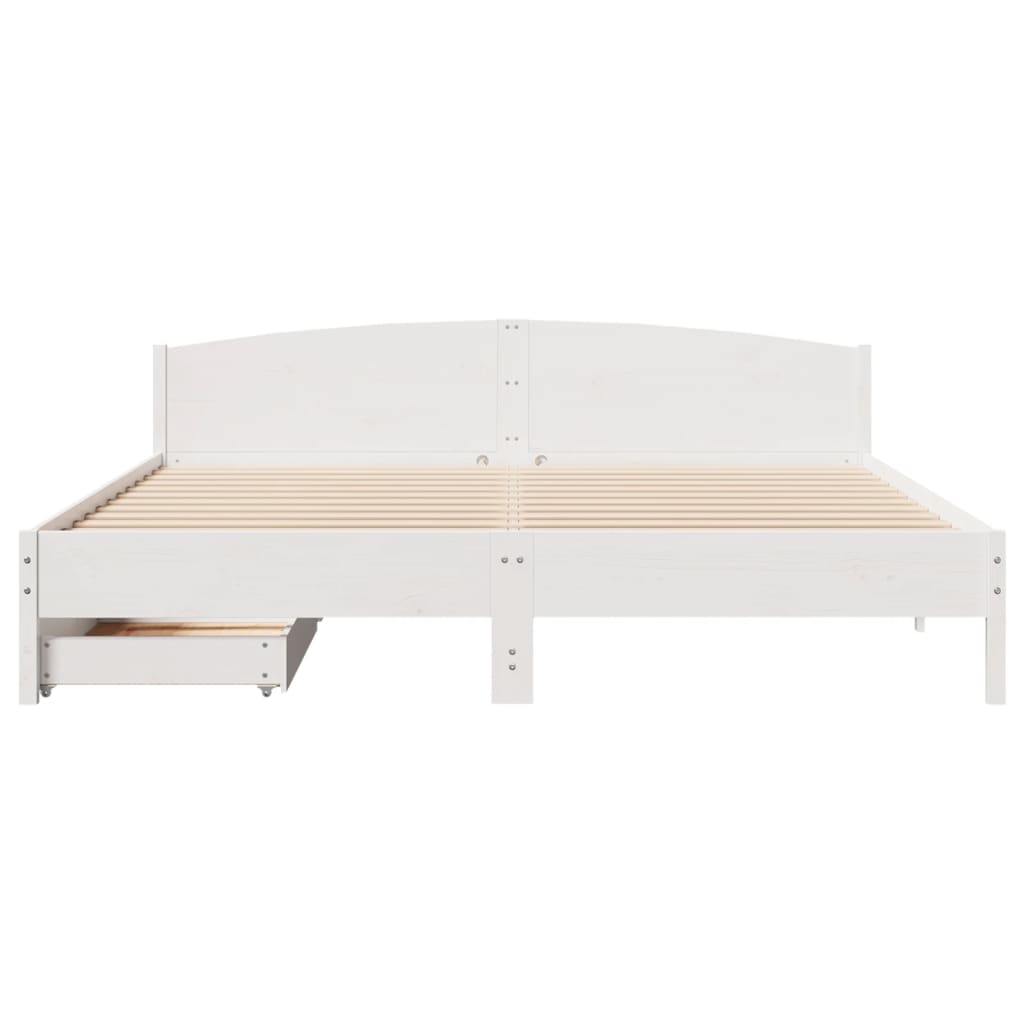 vidaXL Bedframe zonder matras massief grenenhout wit 180x200 cm