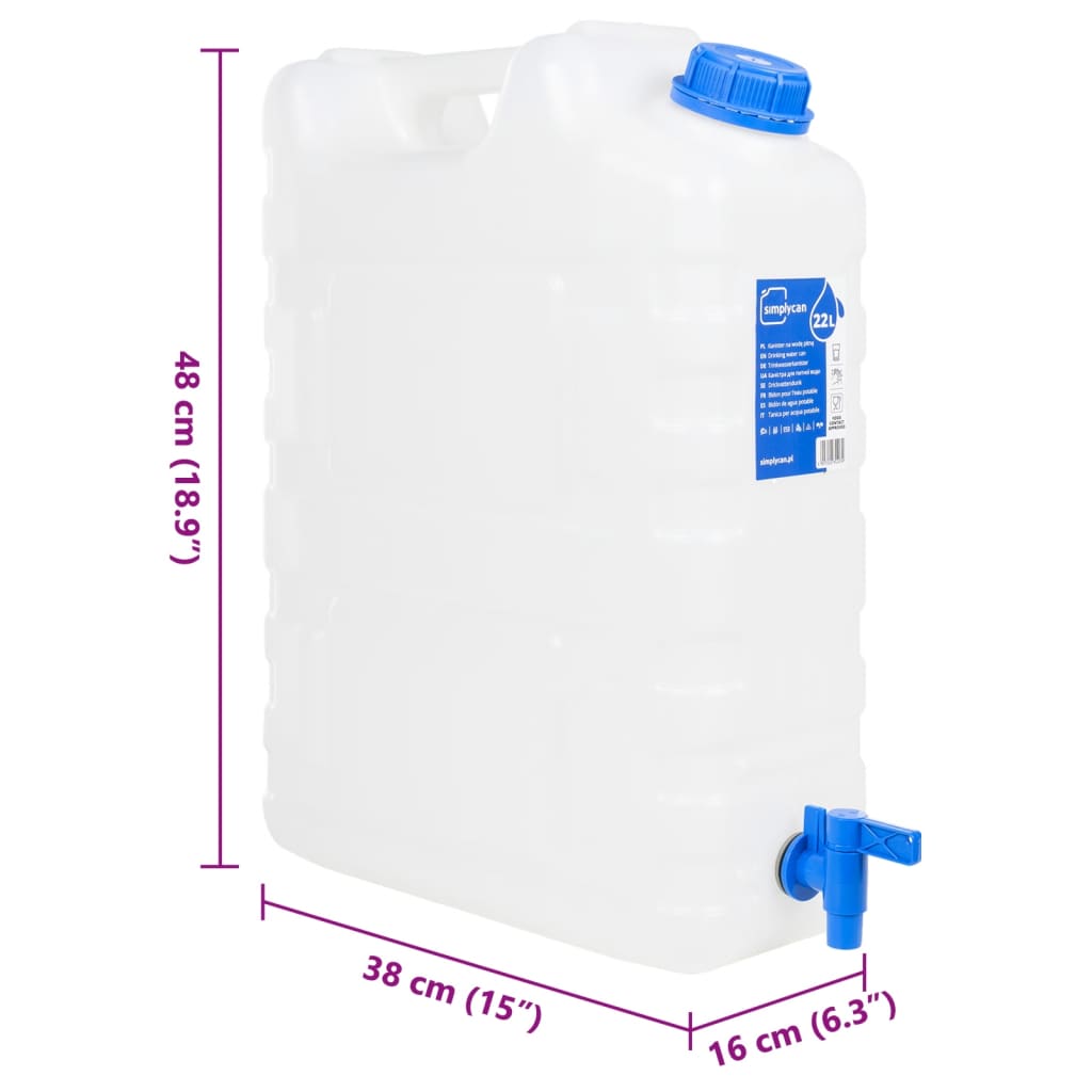 vidaXL Watertank met kraan 20 L kunststof transparant