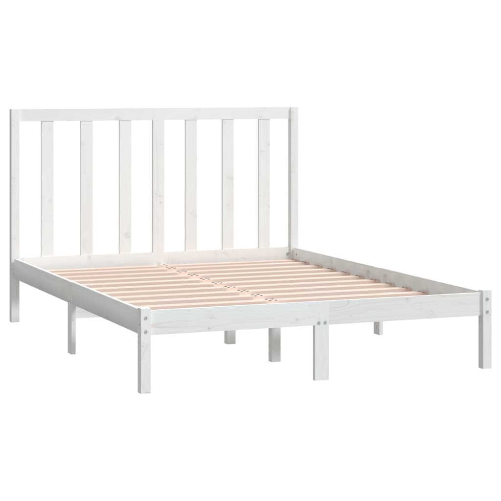 vidaXL Bedframe zonder matras massief grenenhout wit 140x190 cm