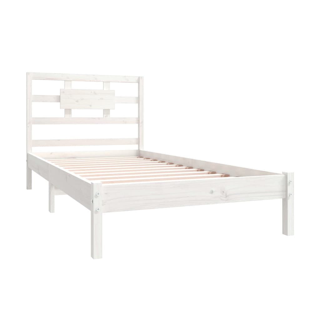 vidaXL Bedframe massief hout wit 90x200 cm