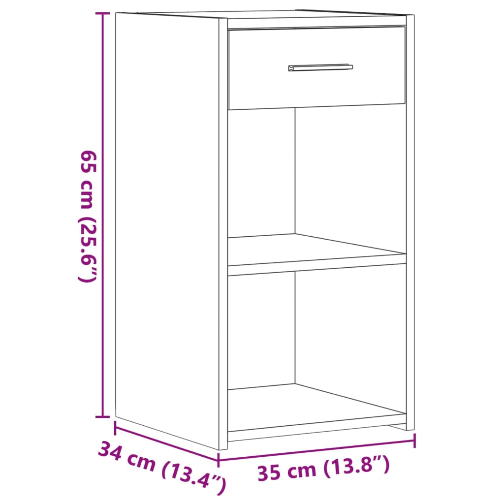 vidaXL Nachtkastje 35x34x65 cm bewerkt hout grijs sonoma eikenkleurig