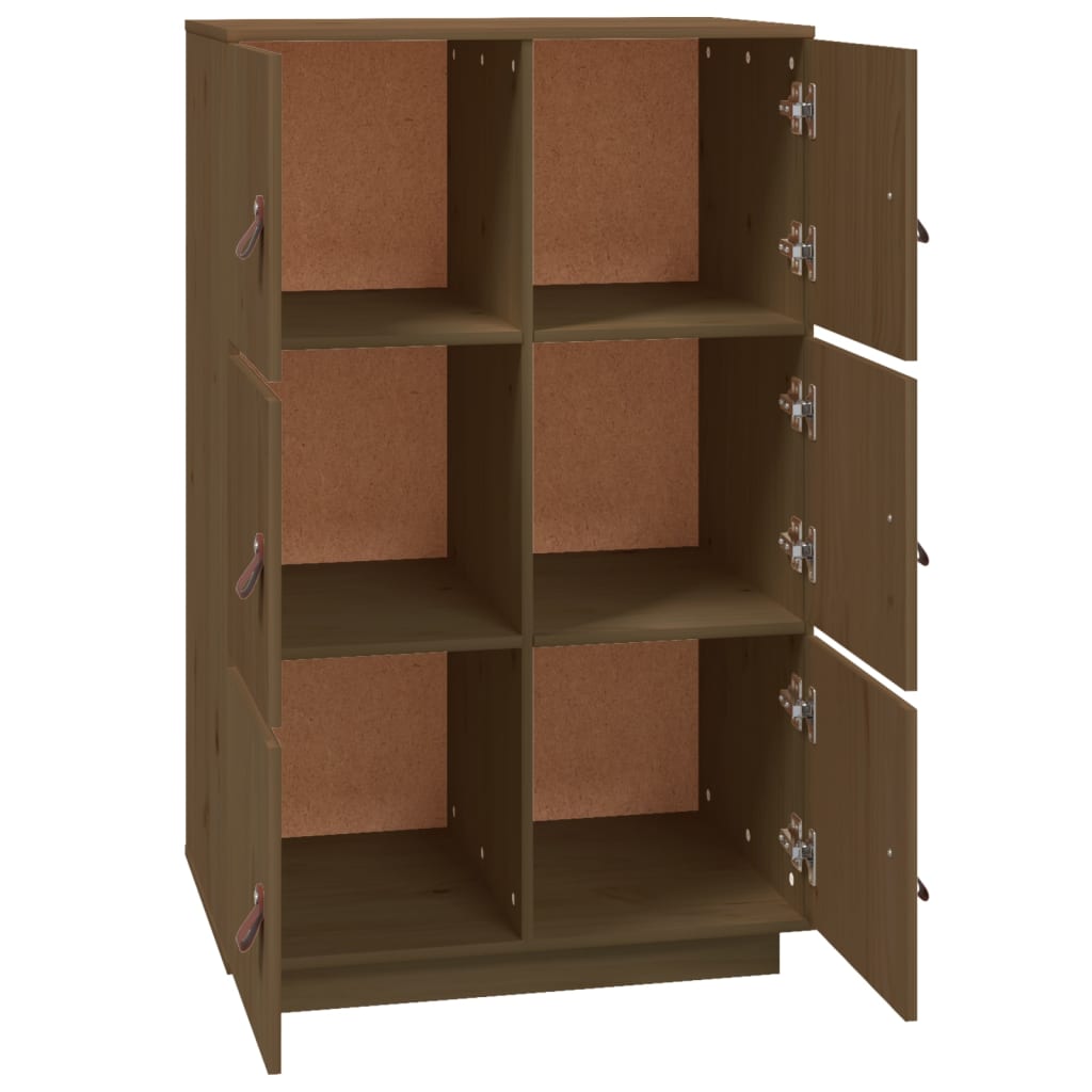 vidaXL Hoge kast 67x40x108,5 cm massief grenenhout honingbruin