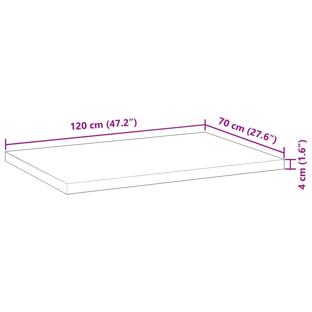 vidaXL Bureaublad 120x70x4 cm onbehandeld massief acaciahout