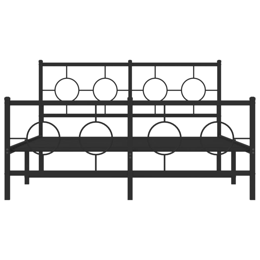 vidaXL Bedframe met hoofd- en voeteneinde metaal zwart 140x200 cm