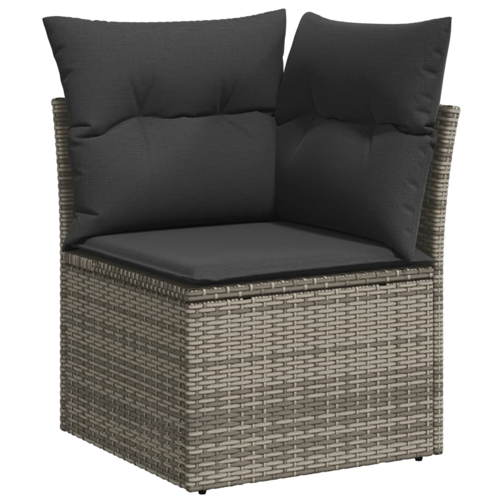 vidaXL 9-delige Loungeset met kussens poly rattan grijs