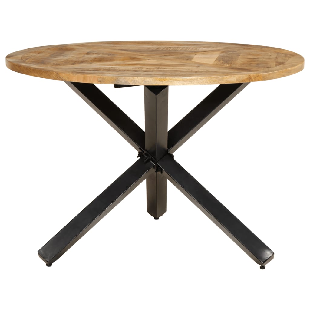 vidaXL Eettafel Ø110x76 cm massief ruw mangohout