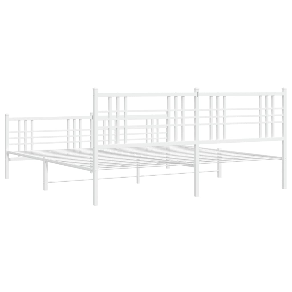 vidaXL Bedframe met hoofd- en voeteneinde metaal wit 193x203 cm