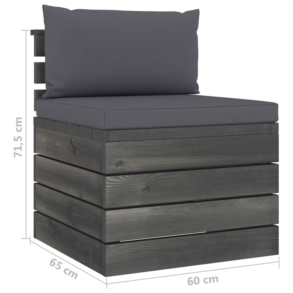 vidaXL 2-delige Loungeset met kussens pallet massief grenenhout