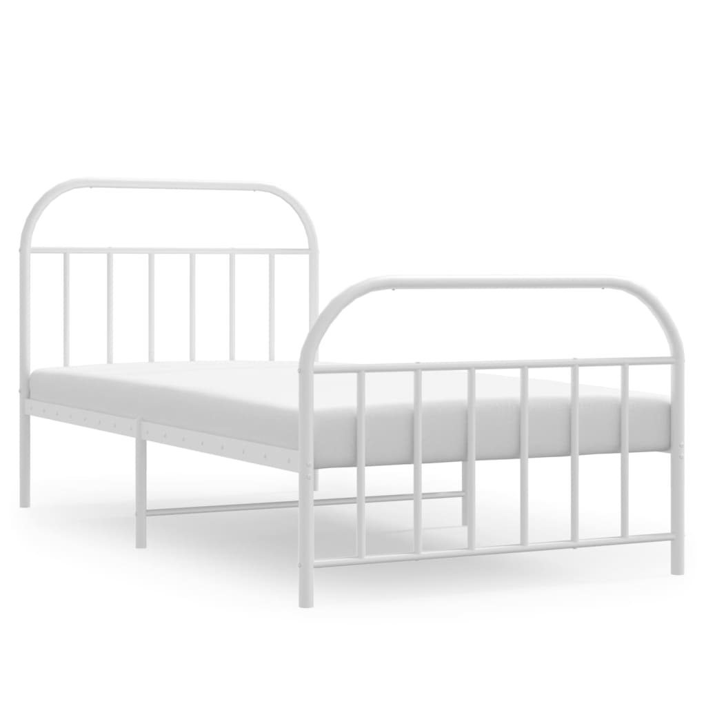 vidaXL Bedframe met hoofd- en voeteneinde metaal wit 100x190 cm