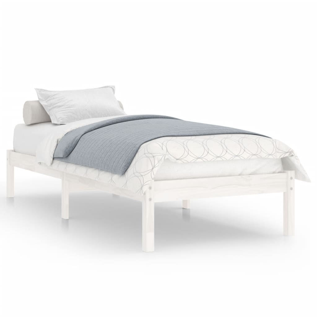 vidaXL Bedframe massief grenenhout wit 90x200 cm