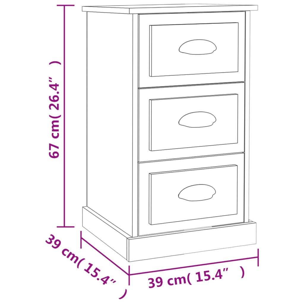 vidaXL Nachtkastje 39x39x67 cm bewerkt hout grijs sonoma eikenkleurig