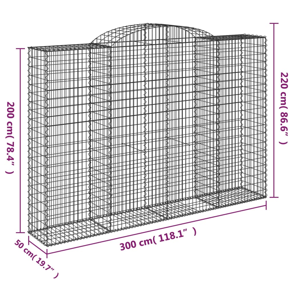 vidaXL Schanskorven 2 st gewelfd 300x50x200/220 cm ijzer