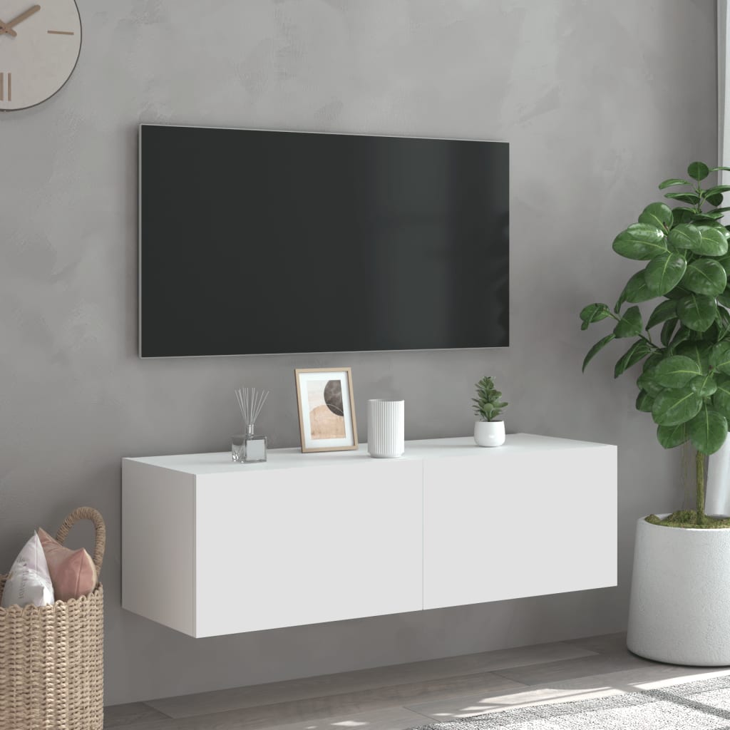 vidaXL Tv-wandmeubel met LED-verlichting 100x35x31 cm wit