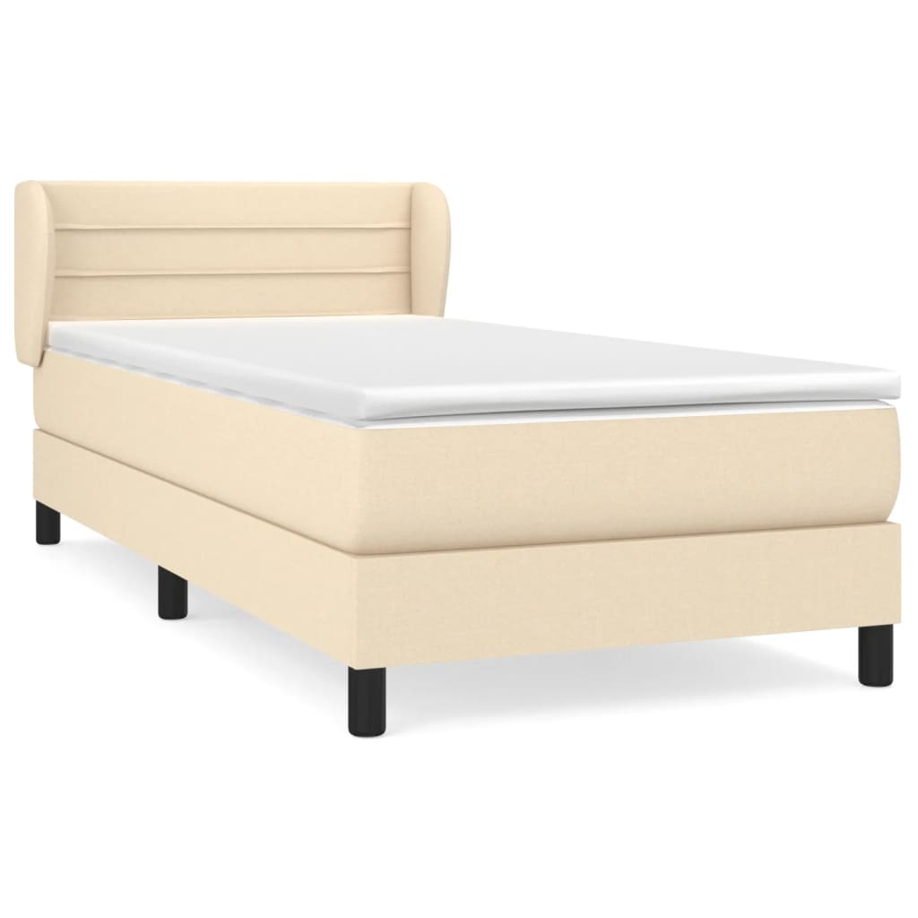 vidaXL Boxspring met matras stof crèmekleurig 90x190 cm