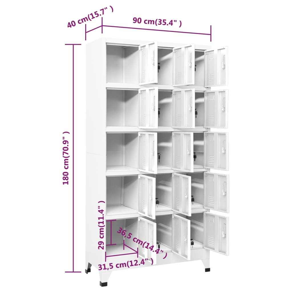 vidaXL Lockerkast 90x40x180 cm staal lichtgrijs