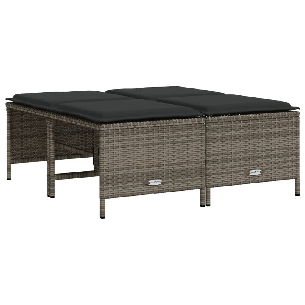 vidaXL 5-delige Loungeset met kussens poly rattan grijs