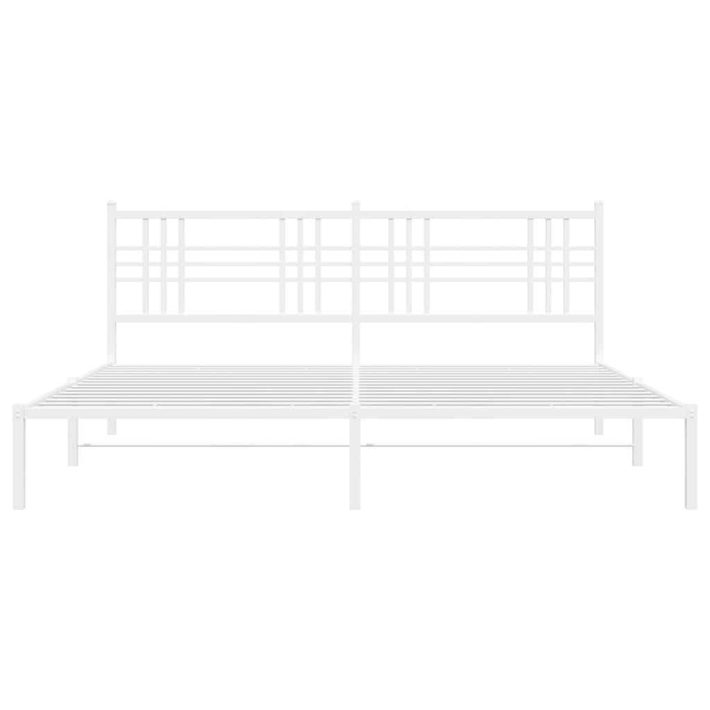 vidaXL Bedframe met hoofdbord metaal wit 183x213 cm