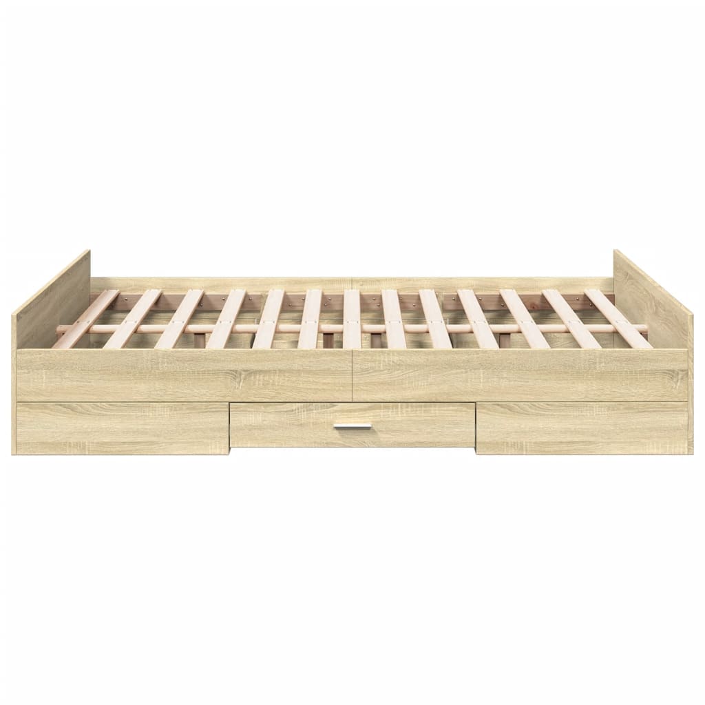 vidaXL Bedframe met lades bewerkt hout sonoma eikenkleurig 120x200 cm