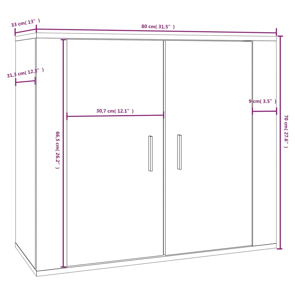 vidaXL Dressoir 80x33x70 cm bewerkt hout sonoma eikenkleurig