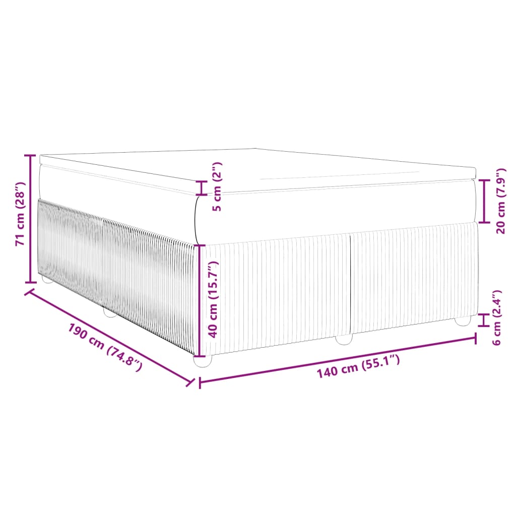 vidaXL Boxspring met matras stof zwart 140x190 cm