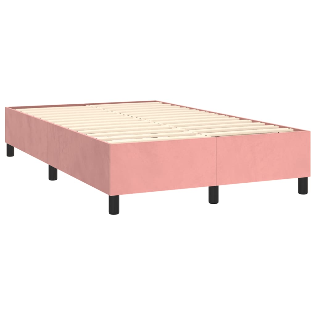 vidaXL Boxspring met matras fluweel roze 120x200 cm