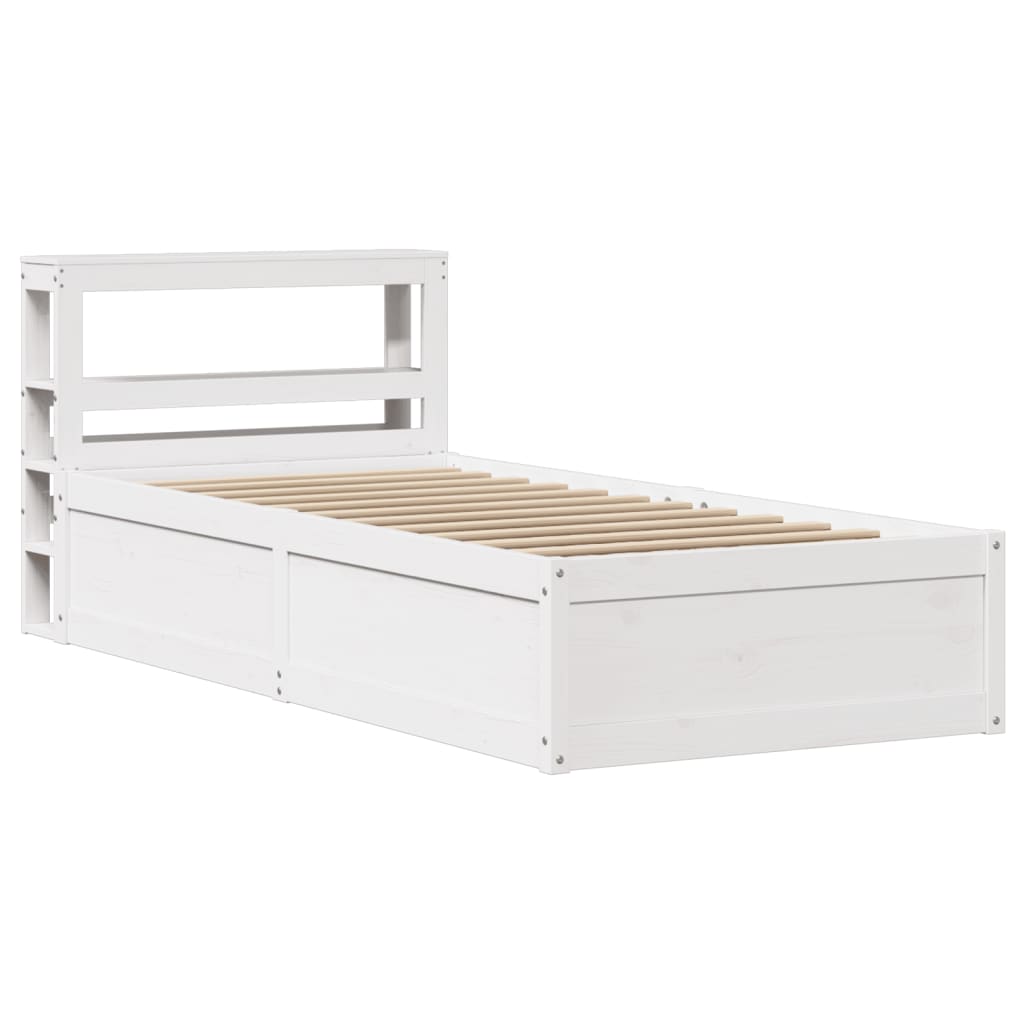 vidaXL Bedframe met hoofdeinde 100x200 cm massief grenenhout wit