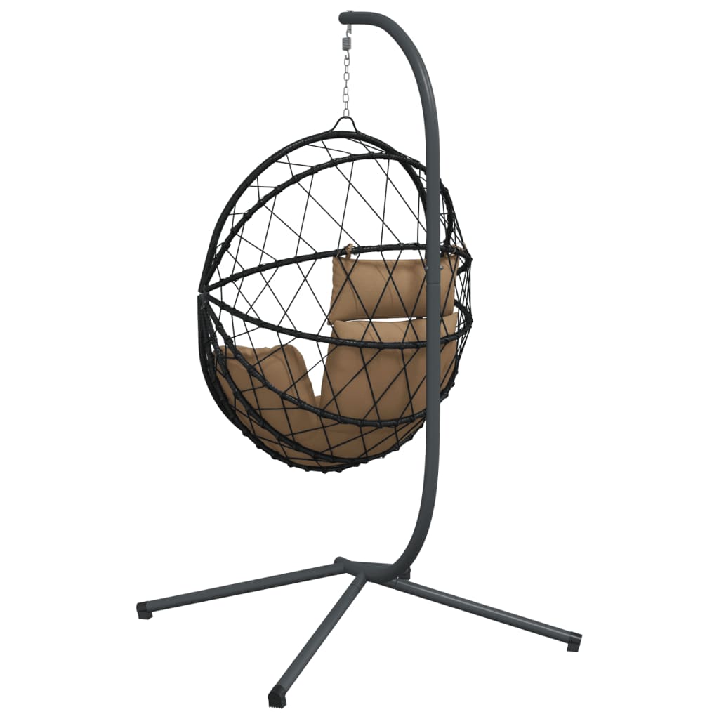 vidaXL Hangstoel met standaard rattan en staal taupe