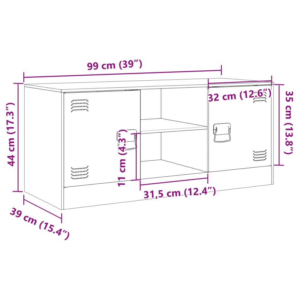 vidaXL Tv-meubel 99x39x44 cm staal olijfgroen