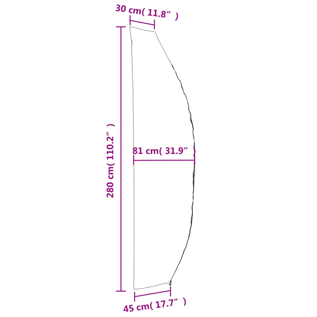 vidaXL Parasolhoes 280x30/81/45 cm 420D oxford zwart