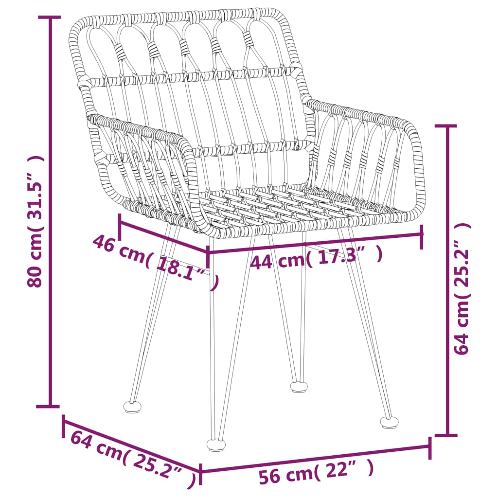 vidaXL 5-delige Tuinset poly rattan zwart