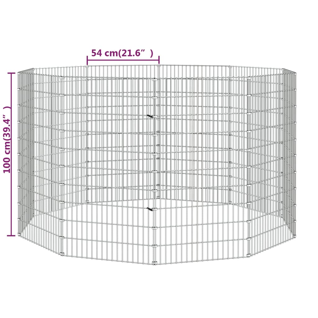 vidaXL Dierenverblijf 10 panelen 54x100 cm gegalvaniseerd ijzer