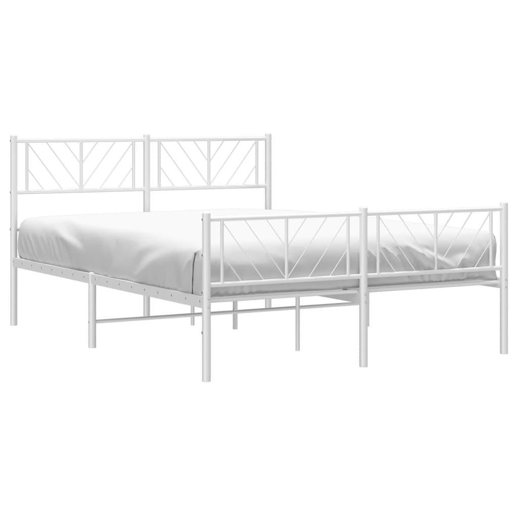 vidaXL Bedframe met hoofd- en voeteneinde metaal wit 120x200 cm