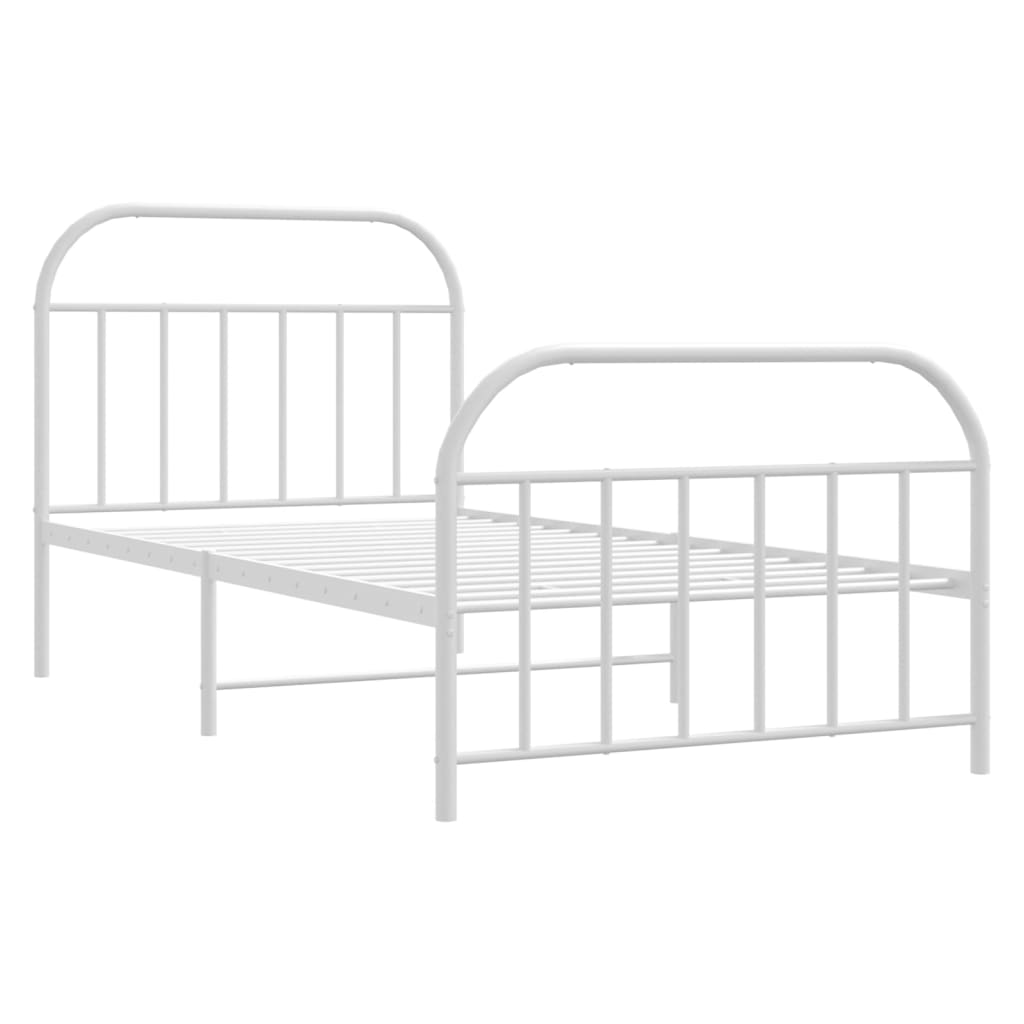 vidaXL Bedframe met hoofd- en voeteneinde metaal wit 100x190 cm