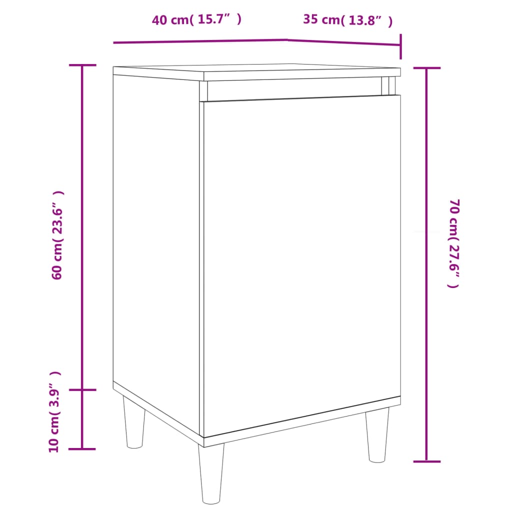 vidaXL Nachtkastjes 2 st 40x35x70 cm bewerkt hout gerookt eikenkleurig