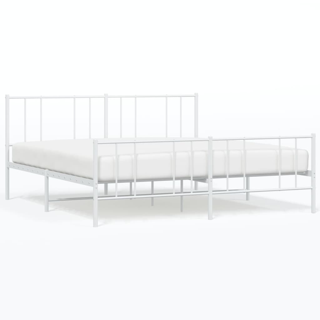 vidaXL Bedframe met hoofd- en voeteneinde metaal wit 193x203 cm