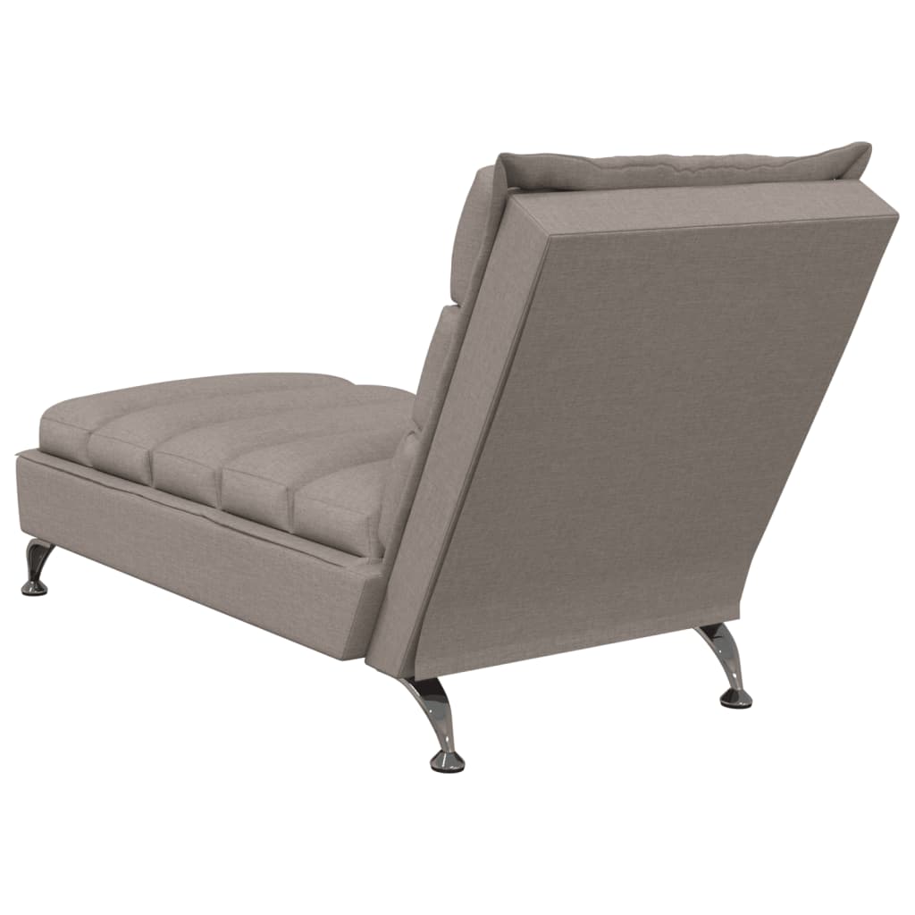 vidaXL Massage chaise longue met kussens stof taupe