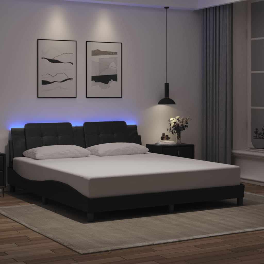 vidaXL Bedframe met LED-verlichting kunstleer zwart 180x200 cm