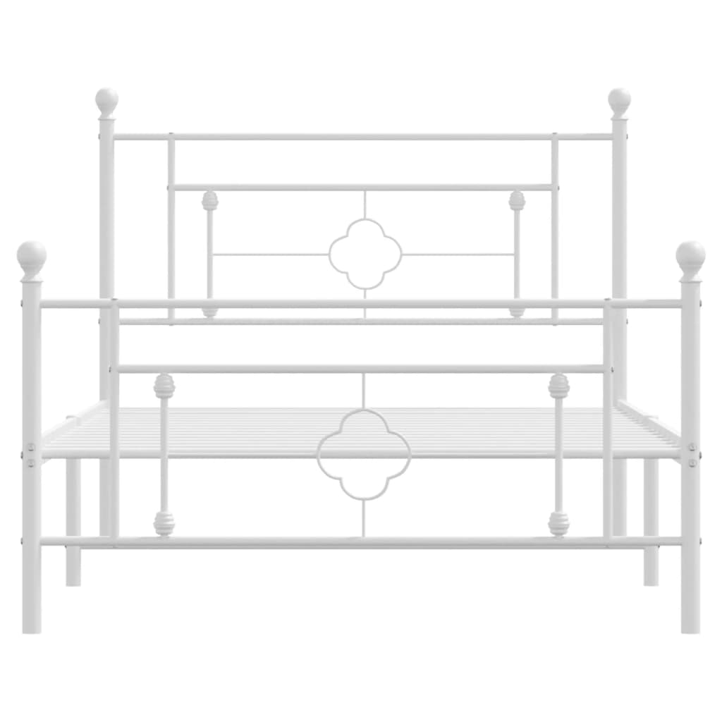 vidaXL Bedframe met hoofd- en voeteneinde metaal wit 107x203 cm