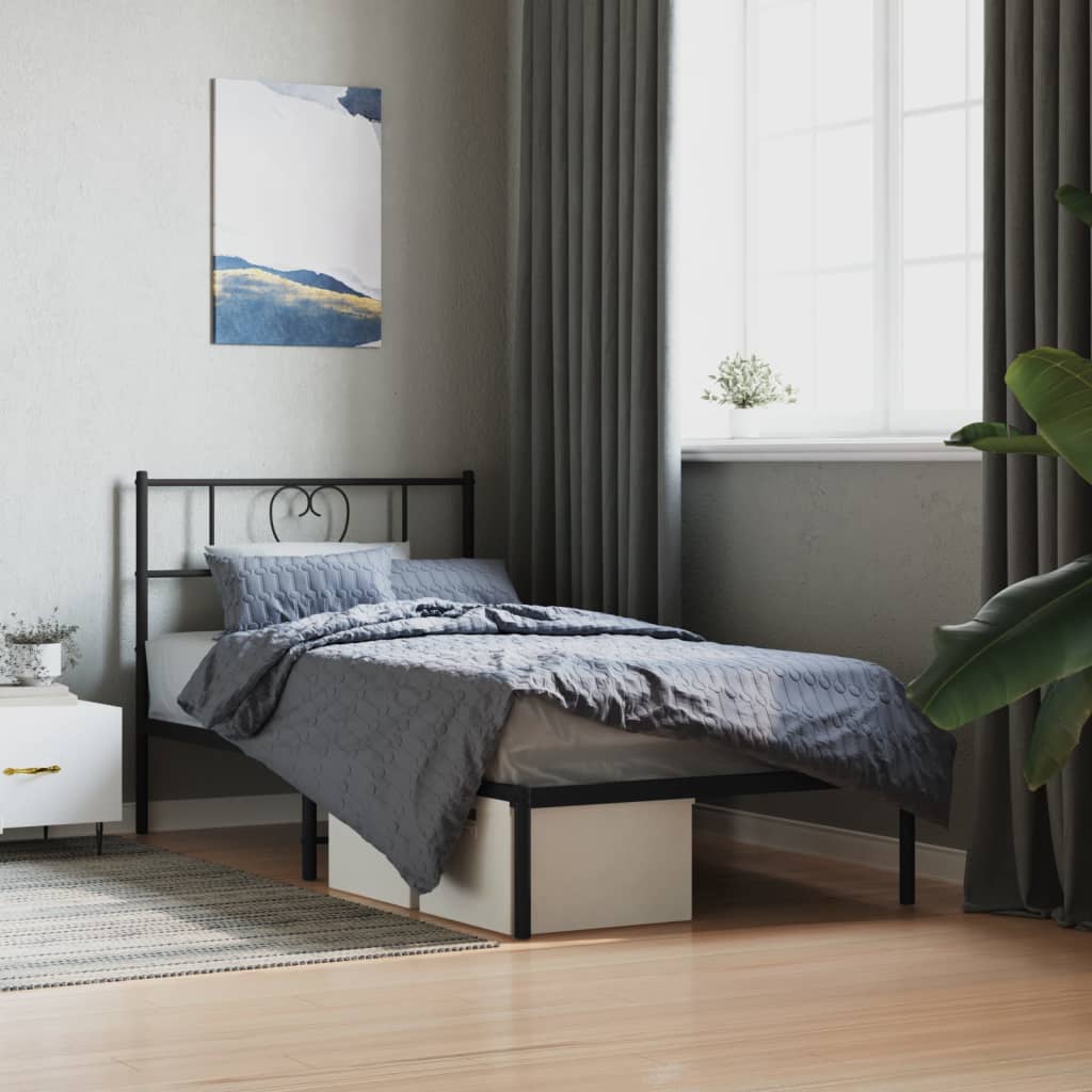 vidaXL Bedframe met hoofdbord metaal zwart 90x190 cm