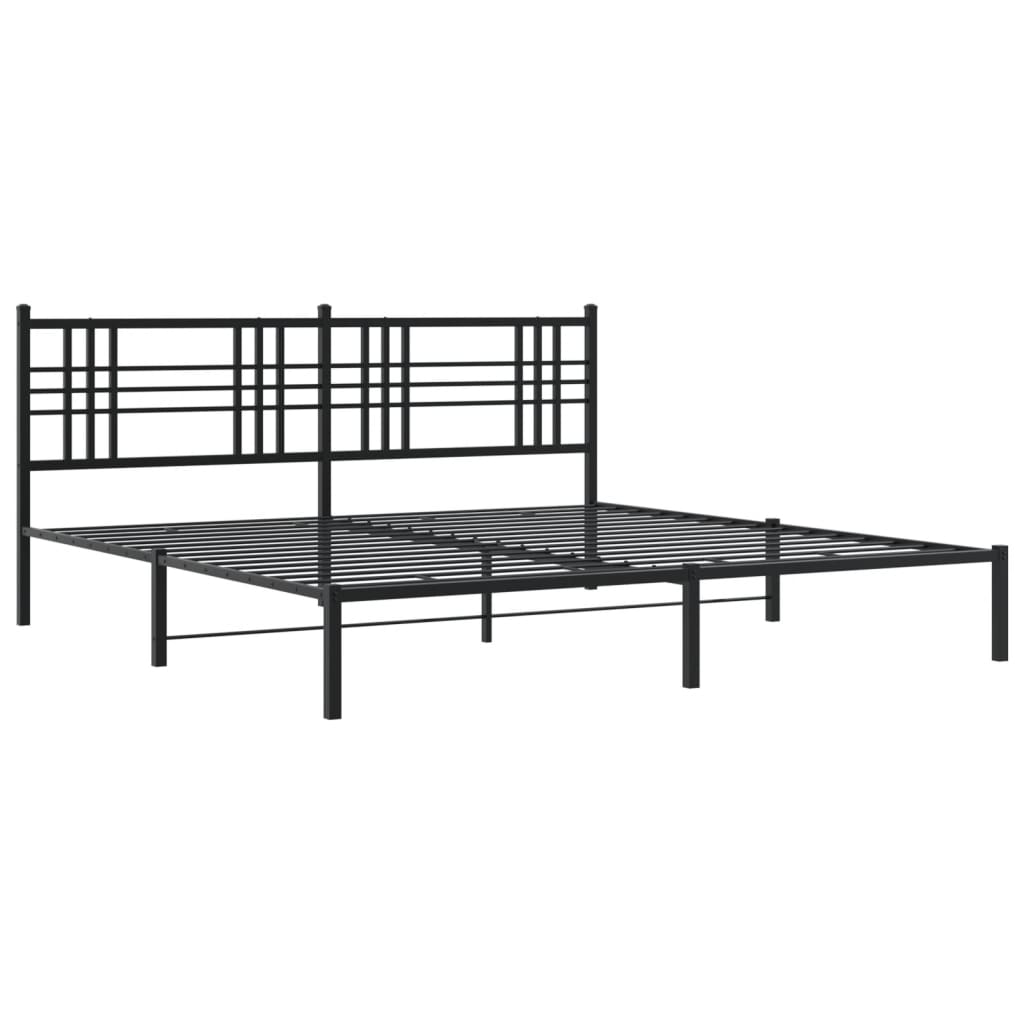 vidaXL Bedframe met hoofdbord metaal zwart 193x203 cm