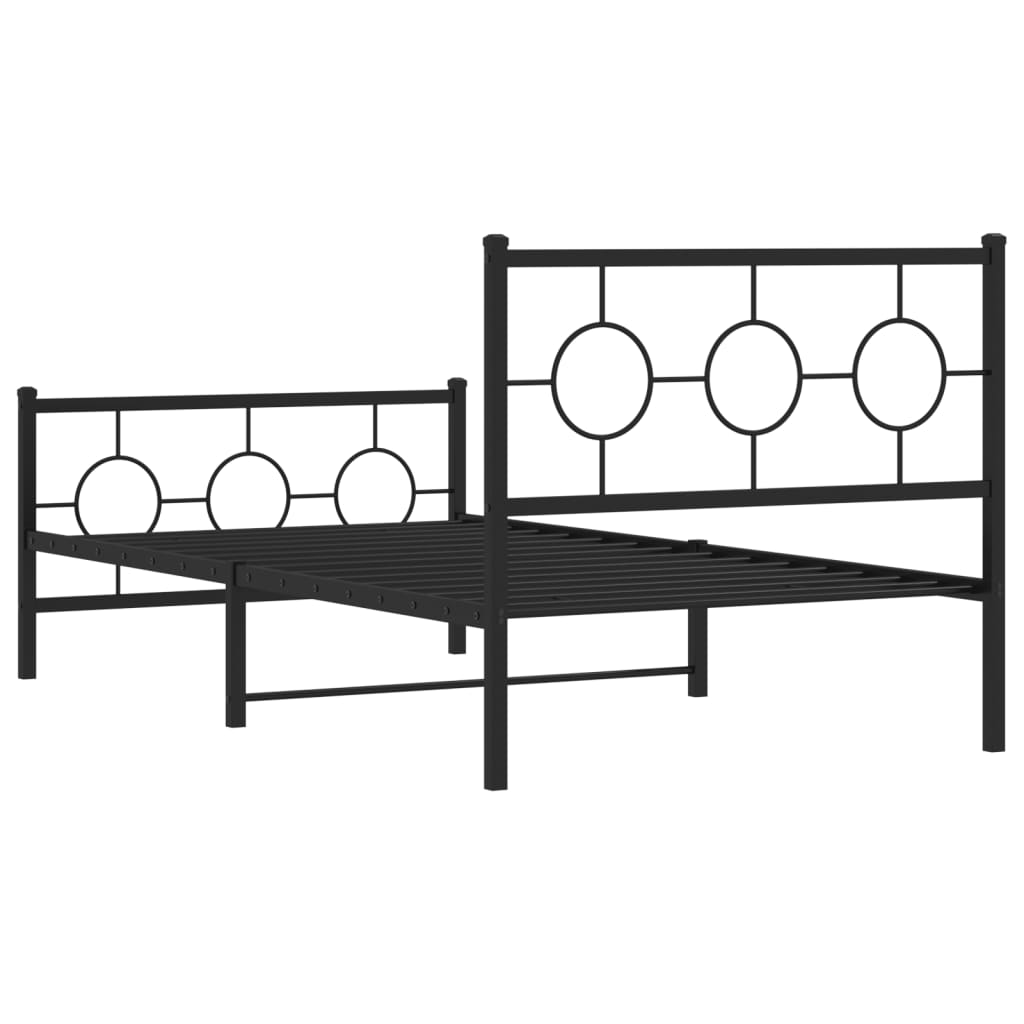 vidaXL Bedframe met hoofd- en voeteneinde metaal zwart 100x200 cm