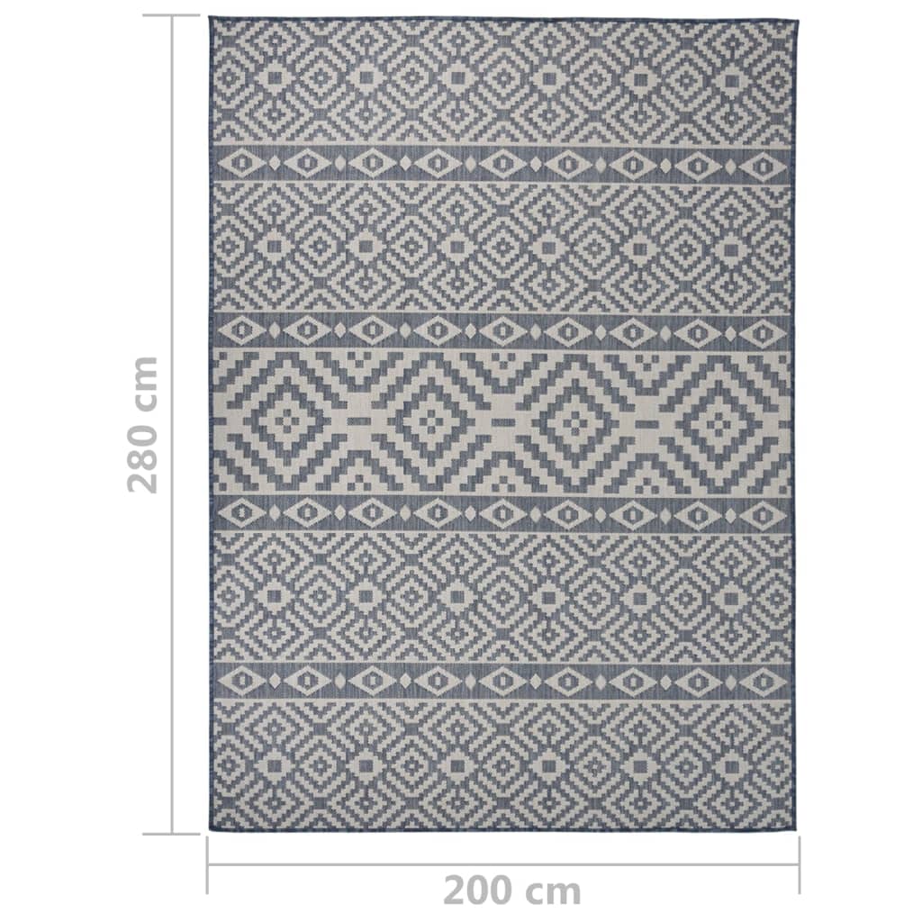 vidaXL Buitenkleed met patroon platgeweven 200x280 cm blauw