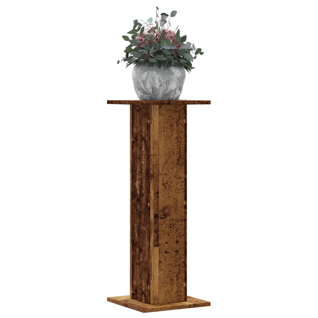 vidaXL Plantenstandaards 2 st 30x30x80 cm bewerkt hout oud houtkleurig