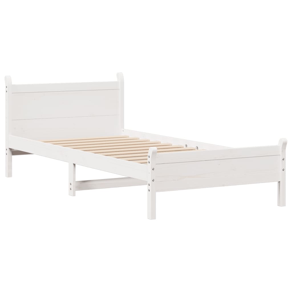 vidaXL Bedframe zonder matras massief grenenhout wit 90x200 cm