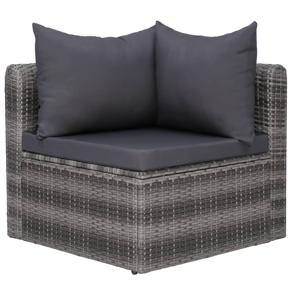 vidaXL 10-delige Loungeset met kussens poly rattan grijs