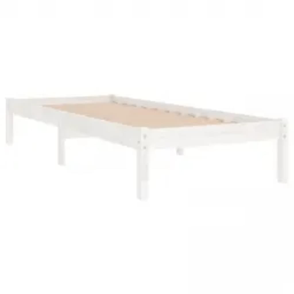 vidaXL Bedframe massief hout wit 90x200 cm