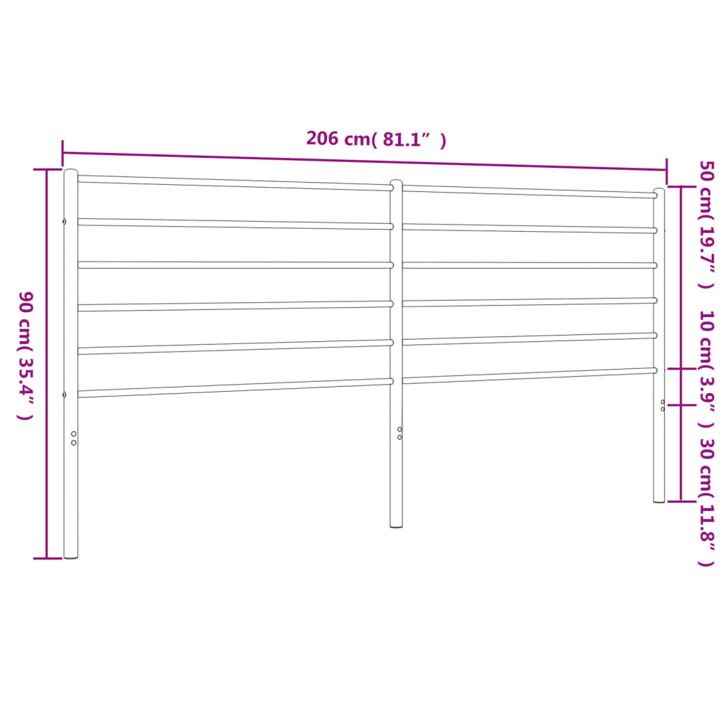 vidaXL Hoofdbord metaal zwart 200 cm