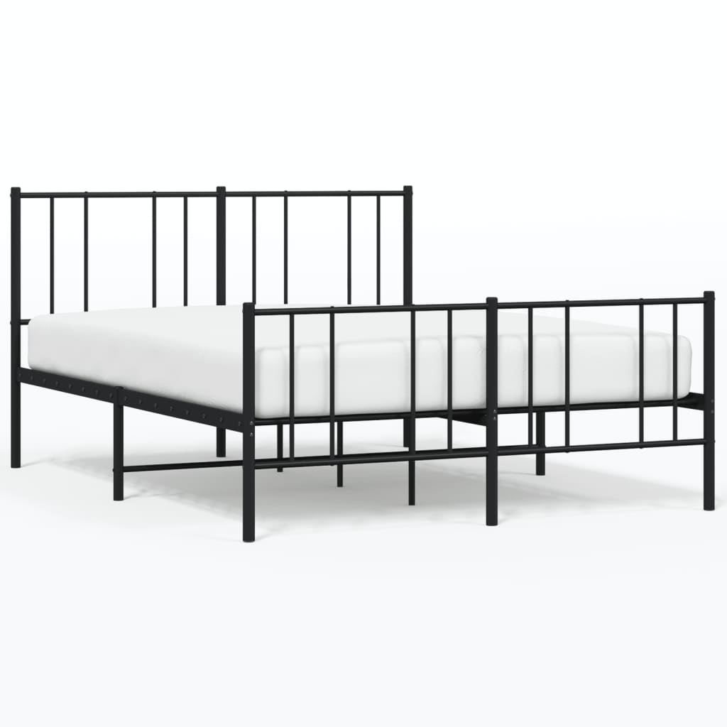 vidaXL Bedframe met hoofd- en voeteneinde metaal zwart 120x200 cm