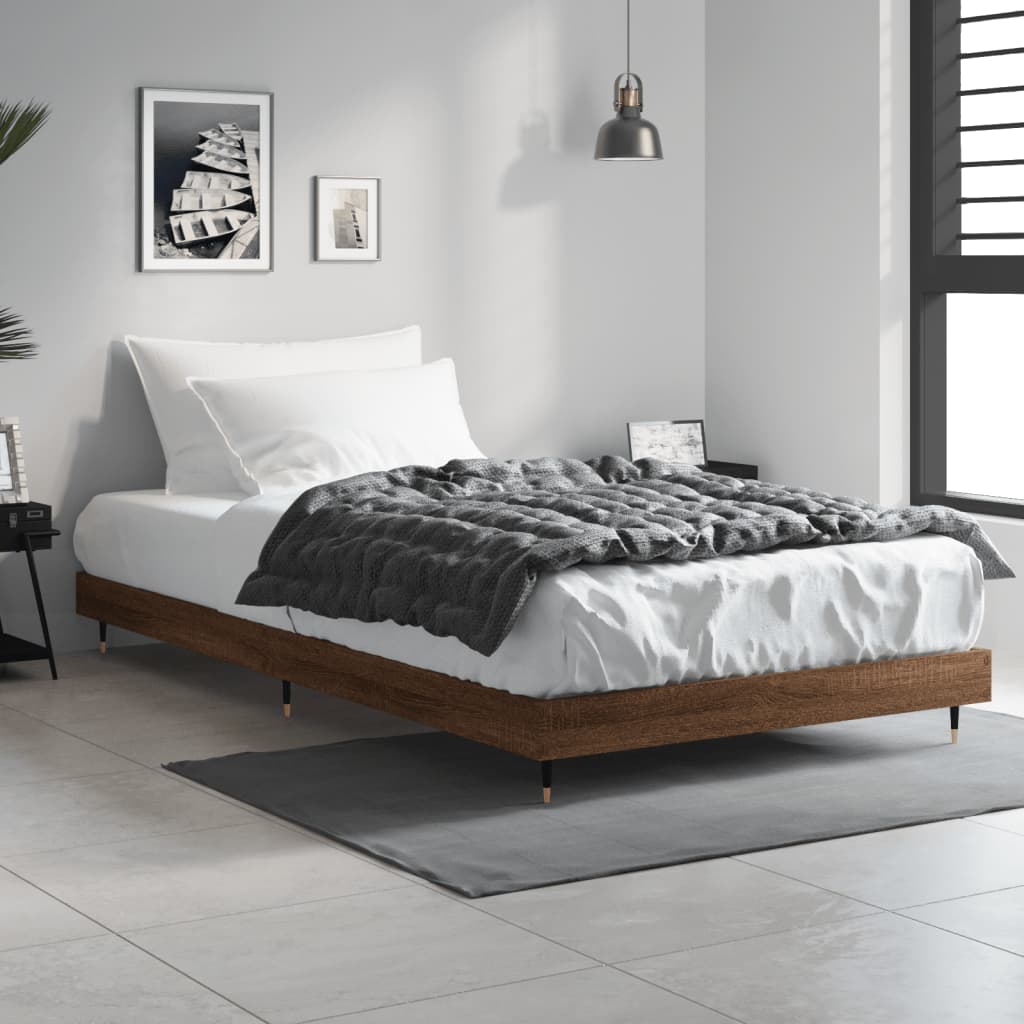 vidaXL Bedframe zonder matras bewerkt hout bruin eikenkleur 100x200 cm