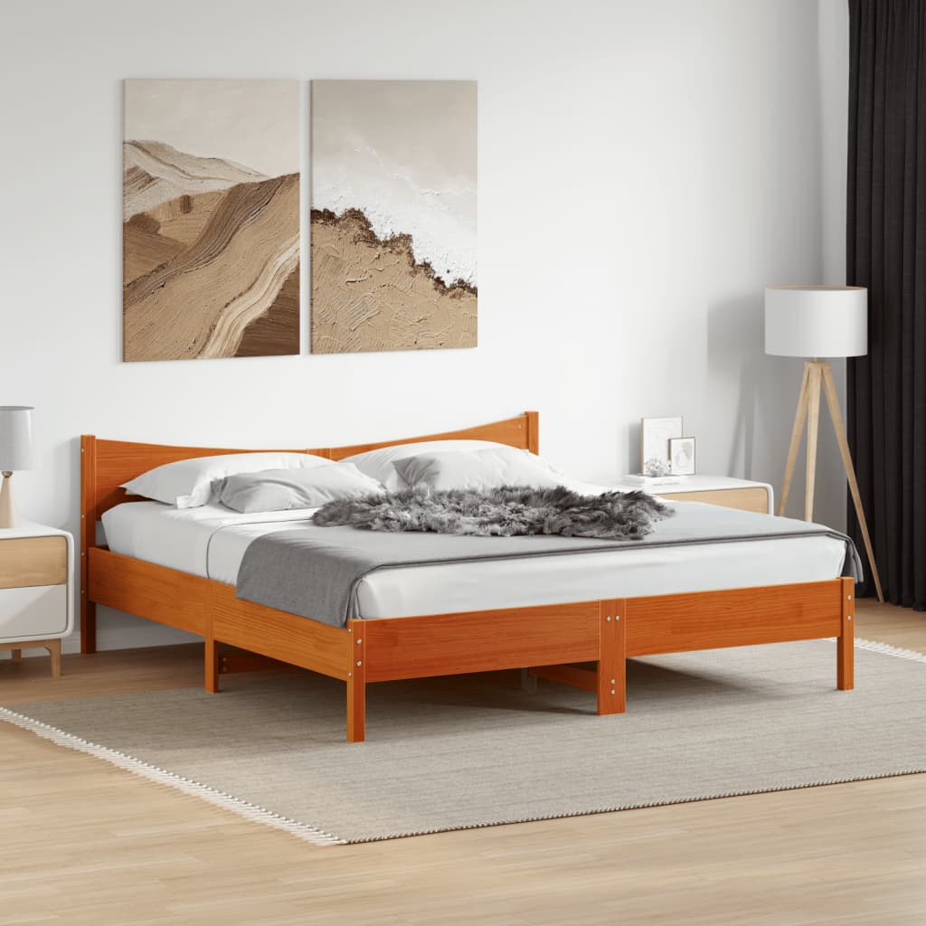 vidaXL Bedframe zonder matras massief grenenhout wasbruin 180x200 cm